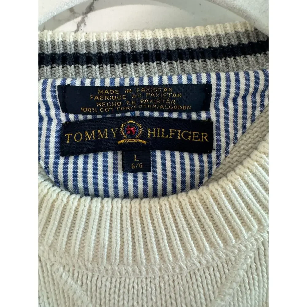 Vintage Tommy Hilfiger Knit‎ Embroidered Crew Neck Sweater Size Large